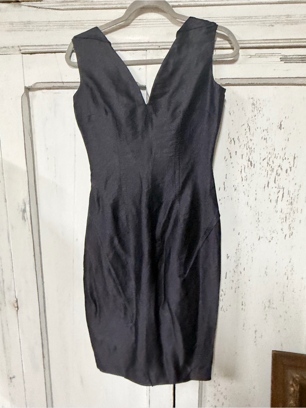 Costume National Luxury  V-Neck Black Sheath Dress 40e
